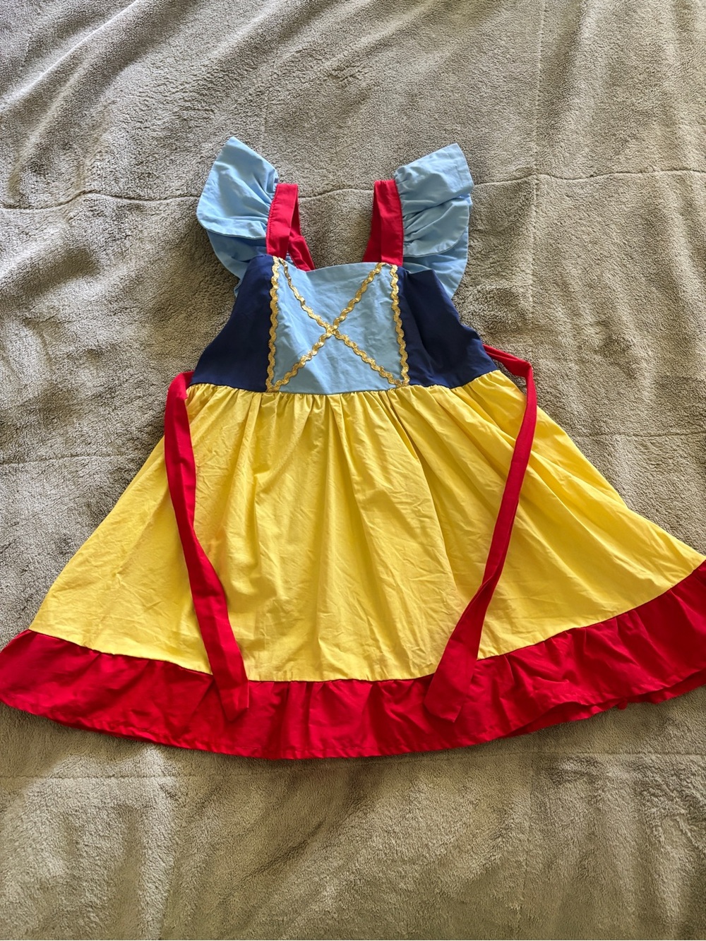 SHEIN Yellow Red Blue Little Girls Princess Costume Dress
